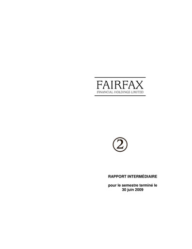 Thumbnail Fairfax Financial
 Quarterly Report 2009-q2