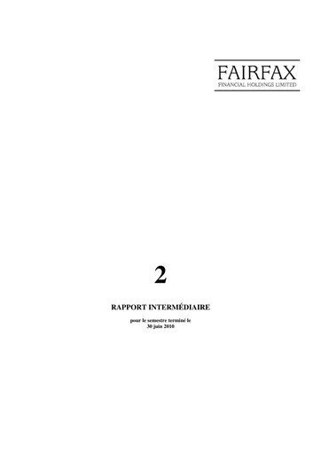 Thumbnail Fairfax Financial
 Quarterly Report 2010-q2
