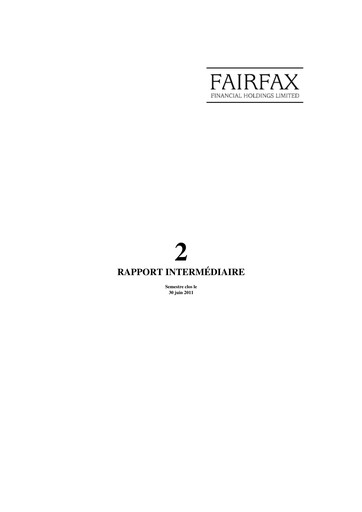 Thumbnail Fairfax Financial
 Quarterly Report 2011-q2