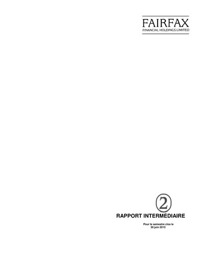 Thumbnail Fairfax Financial
 Quarterly Report 2015-q2
