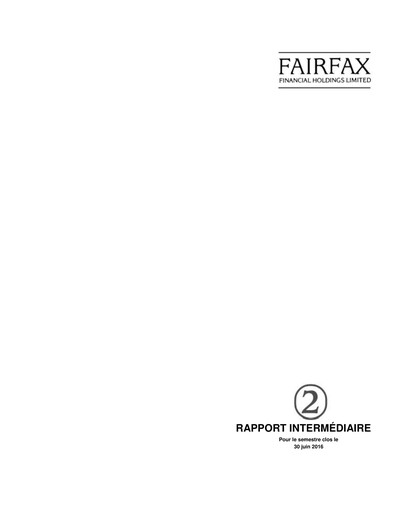 Thumbnail Fairfax Financial
 Quarterly Report 2016-q2