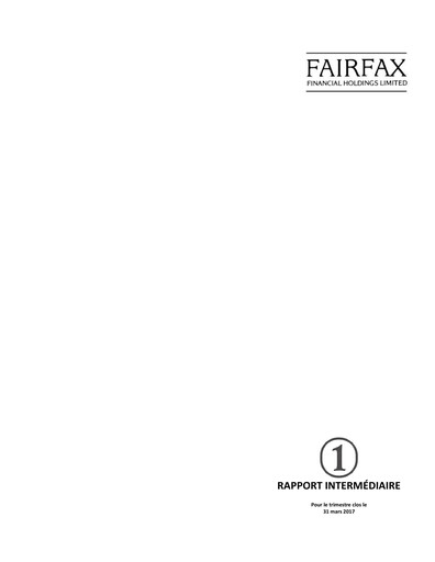 Thumbnail Fairfax Financial
 Quarterly Report 2017-q1