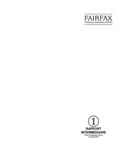 Thumbnail Fairfax Financial
 Quarterly Report 2019-q1