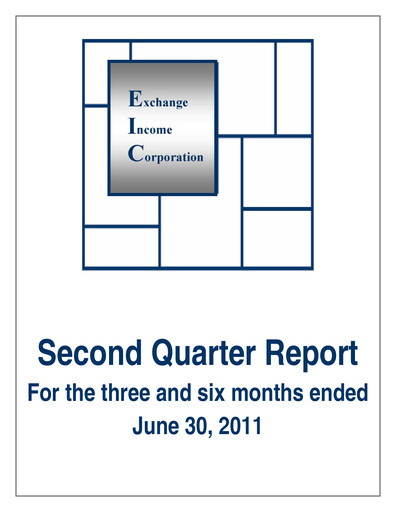 Vorschaubild Exchange Income Corporation Quartalsbericht 2011-q2