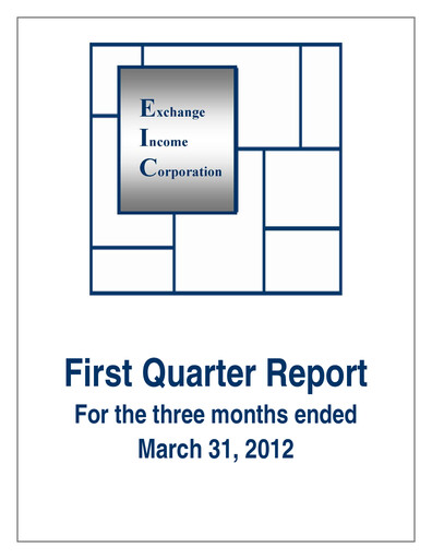 Vorschaubild Exchange Income Corporation Quartalsbericht 2012-q1