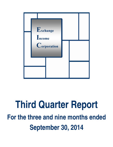 Vorschaubild Exchange Income Corporation Quartalsbericht 2014-q3