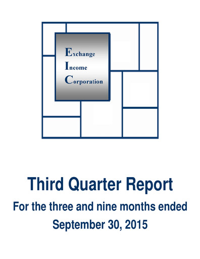 Vorschaubild Exchange Income Corporation Quartalsbericht 2015-q3