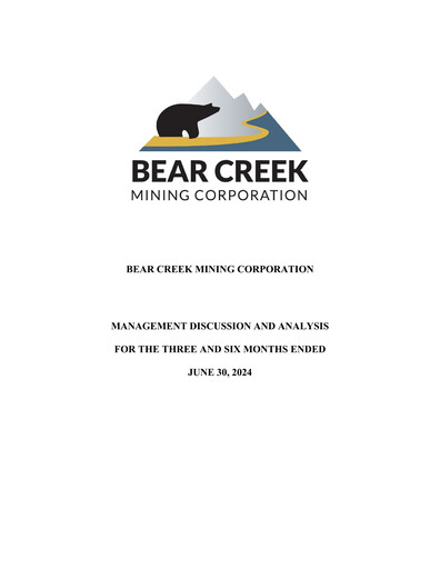 Thumbnail Bear Creek Mining Quarterly Report 2024-q2