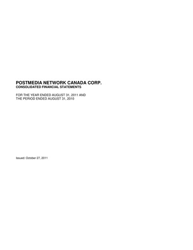Miniature Postmedia Network Canada Bilan financier 2011