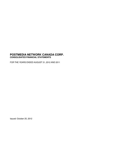 Miniature Postmedia Network Canada Bilan financier 2012