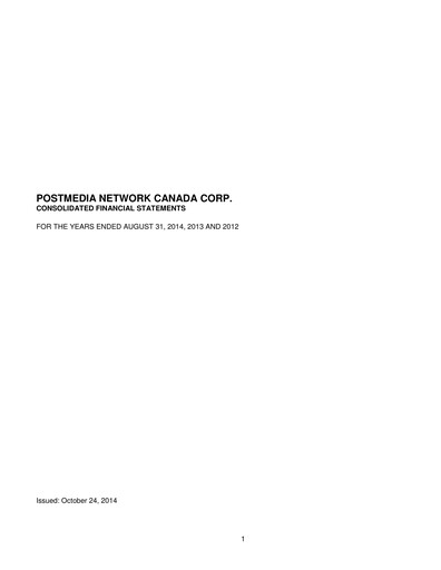 Miniature Postmedia Network Canada Bilan financier 2014