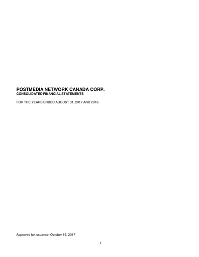 Miniature Postmedia Network Canada Bilan financier 2017