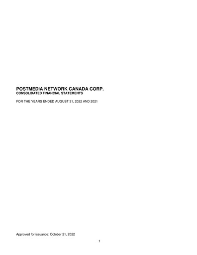 Miniature Postmedia Network Canada Bilan financier 2022