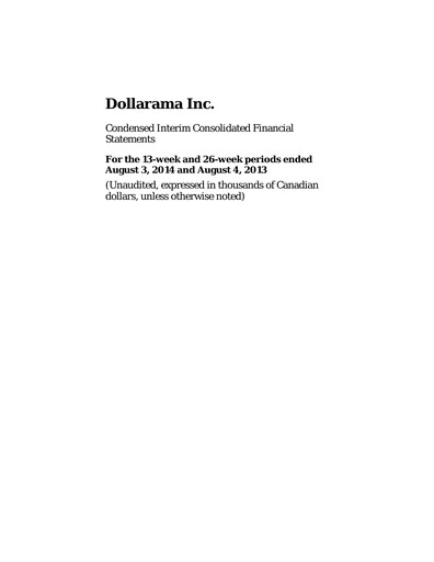 Thumbnail Dollarama Financial Statement 2014-q2