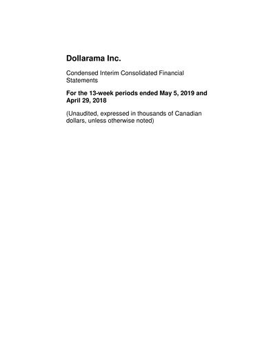 Thumbnail Dollarama Financial Statement 2019-q1