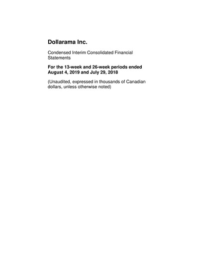Thumbnail Dollarama Financial Statement 2019-q2