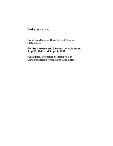 Thumbnail Dollarama Financial Statement 2023-q2