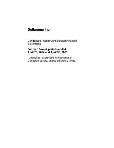 Thumbnail Dollarama Financial Statement 2024-q1