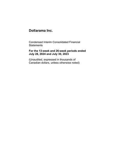 Thumbnail Dollarama Financial Statement 2024-q2