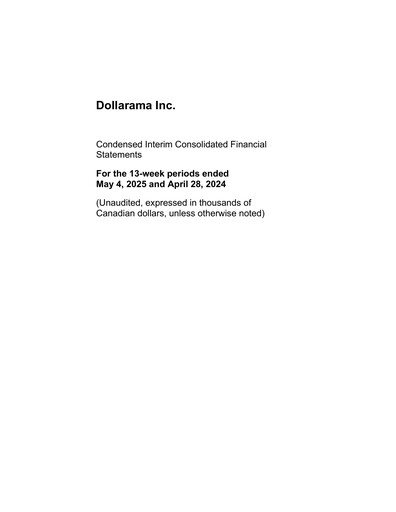 Thumbnail Dollarama Financial Statement 2025-q1