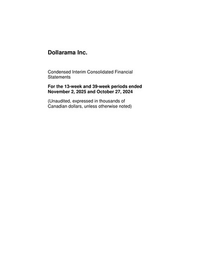 Thumbnail Dollarama Financial Statement 2025-q3