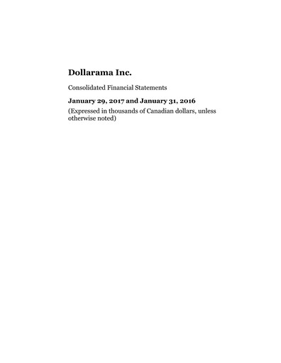 Thumbnail Dollarama Financial Statement fy2017