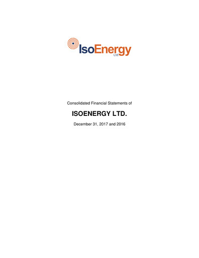 Thumbnail IsoEnergy Financial Statement 2017