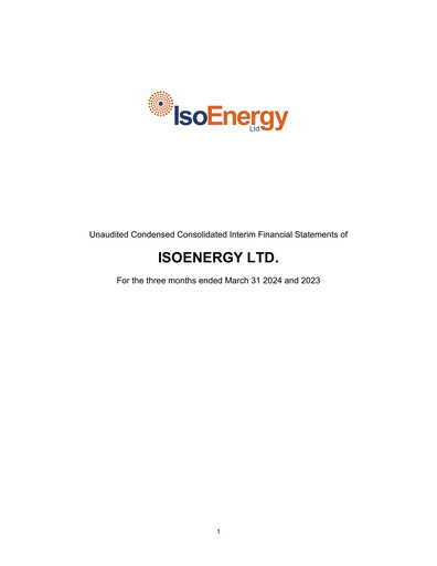 Thumbnail IsoEnergy Financial Statement 2024-q1