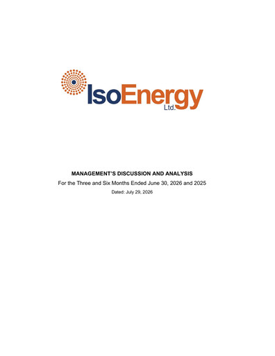 Thumbnail IsoEnergy Quarterly Report 2026-q2