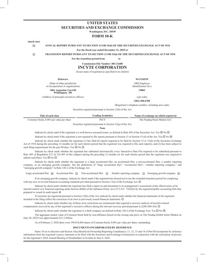 Thumbnail Incyte Annual Report 2025