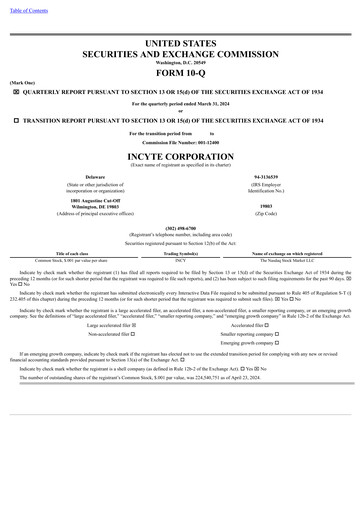 Thumbnail Incyte Quarterly Report 2024-q1