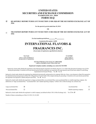 Vorschaubild International Flavors & Fragrances
 Quartalsbericht 2014-q2