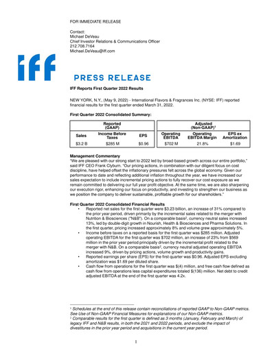 Thumbnail International Flavors & Fragrances
 Quarterly Report 2022-q1
