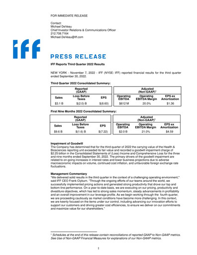 Thumbnail International Flavors & Fragrances
 Quarterly Report 2022-q3