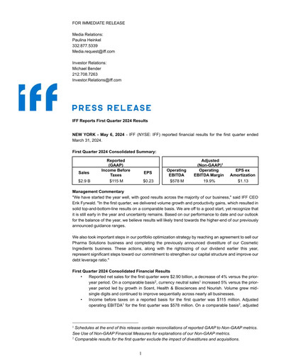 Thumbnail International Flavors & Fragrances
 Quarterly Report 2024-q1