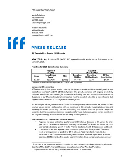 Thumbnail International Flavors & Fragrances
 Quarterly Report 2025-q1