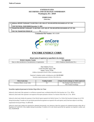 Thumbnail enCore Energy Annual Report 2025