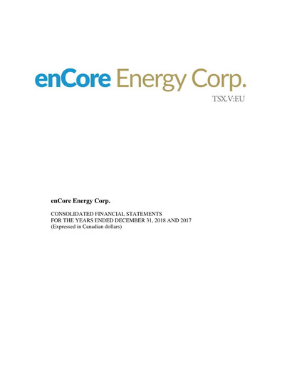 Thumbnail enCore Energy Financial Statement 2018