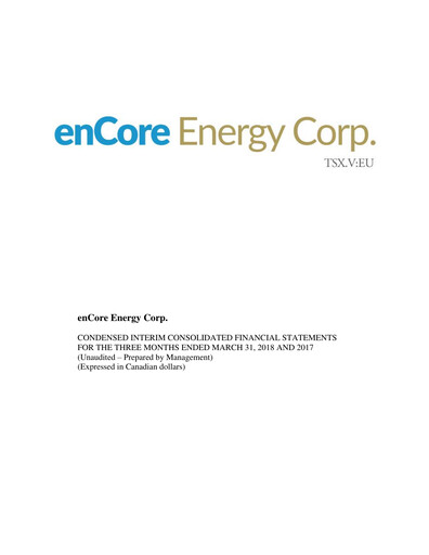Thumbnail enCore Energy Quarterly Report 2018-q1