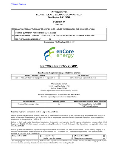 Thumbnail enCore Energy Quarterly Report 2026-q1