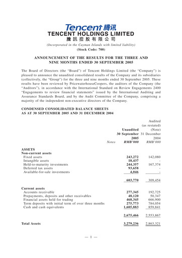 Thumbnail Tencent Financial Statement 2005-9m