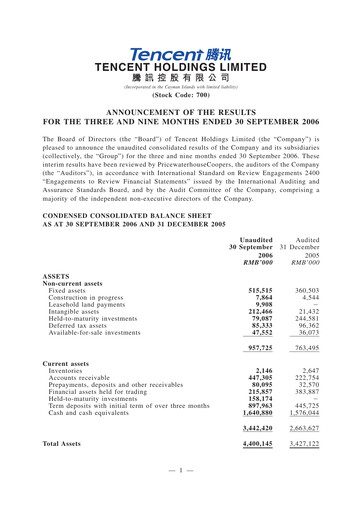 Thumbnail Tencent Financial Statement 2006-9m