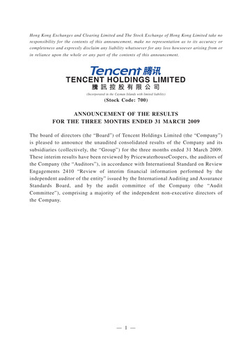 Thumbnail Tencent Financial Statement 2009-q1