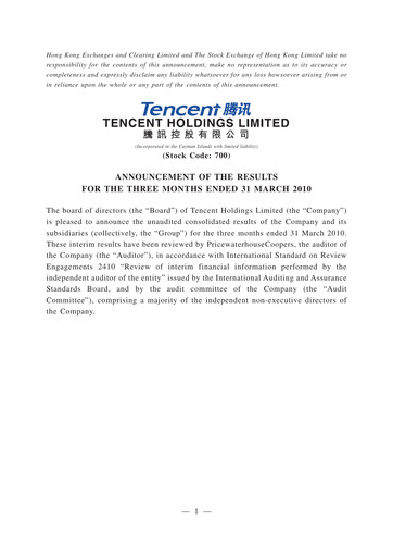 Thumbnail Tencent Financial Statement 2010-q1