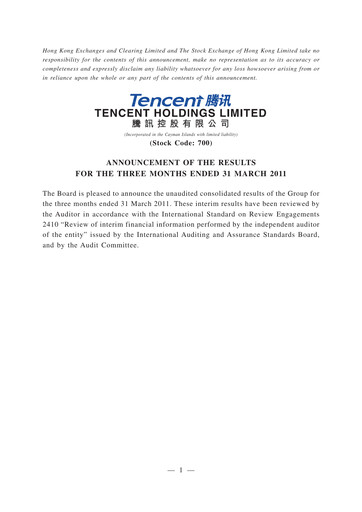 Thumbnail Tencent Financial Statement 2011-q1