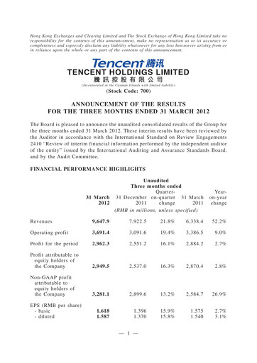 Thumbnail Tencent Financial Statement 2012-q1