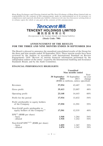 Thumbnail Tencent Financial Statement 2014-9m