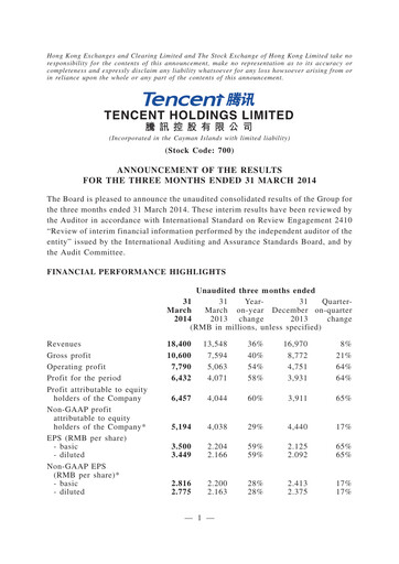 Thumbnail Tencent Financial Statement 2014-q1