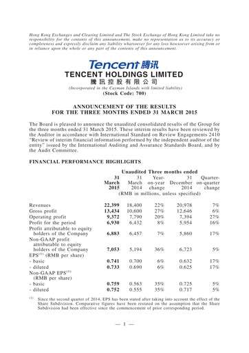 Thumbnail Tencent Financial Statement 2015-q1