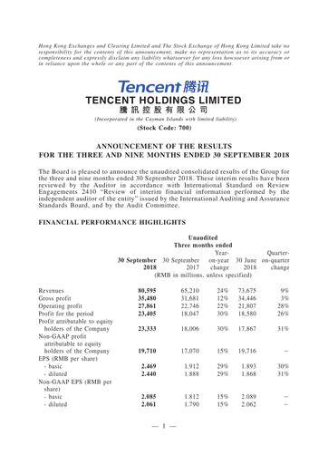 Thumbnail Tencent Financial Statement 2018-9m
